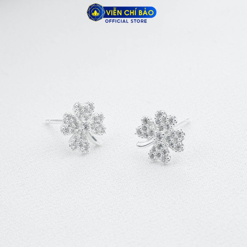 Bông tai bạc nữ cỏ 4 lá có đuôi (new) chất liệu bạc 925 thời trang phụ kiện trang sức nữ Viễn Chí Bảo B400028