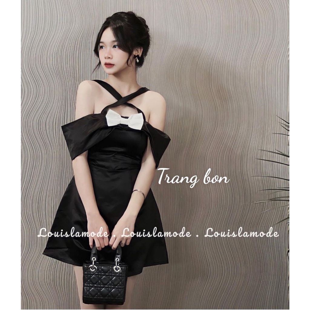 Đầm nơ dây chéo trễ vai sang chảnh đi dự tiệc, đám cưới.