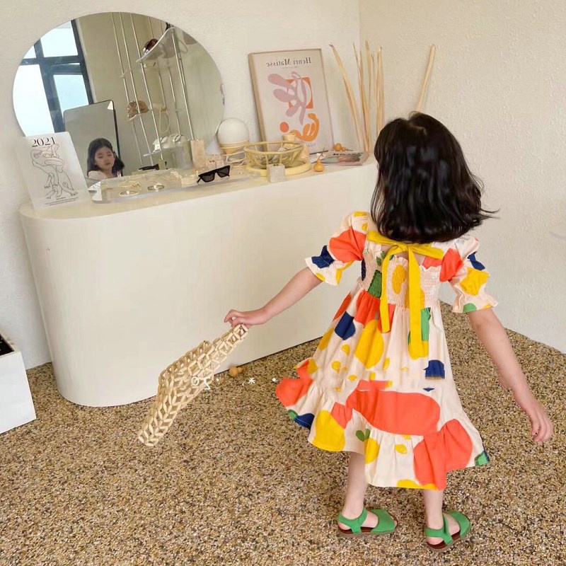 Planet Đầm Công Chúa Tay Ngắn Màu Sắc Dễ Phối Đồ Thời Trang Cho Bé Gái