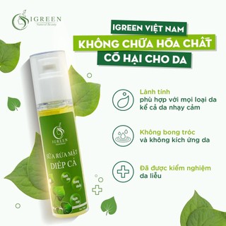 Sữa rửa mặt diếp cá igreen dạng gel giảm mụn-không kích ứng- hcm