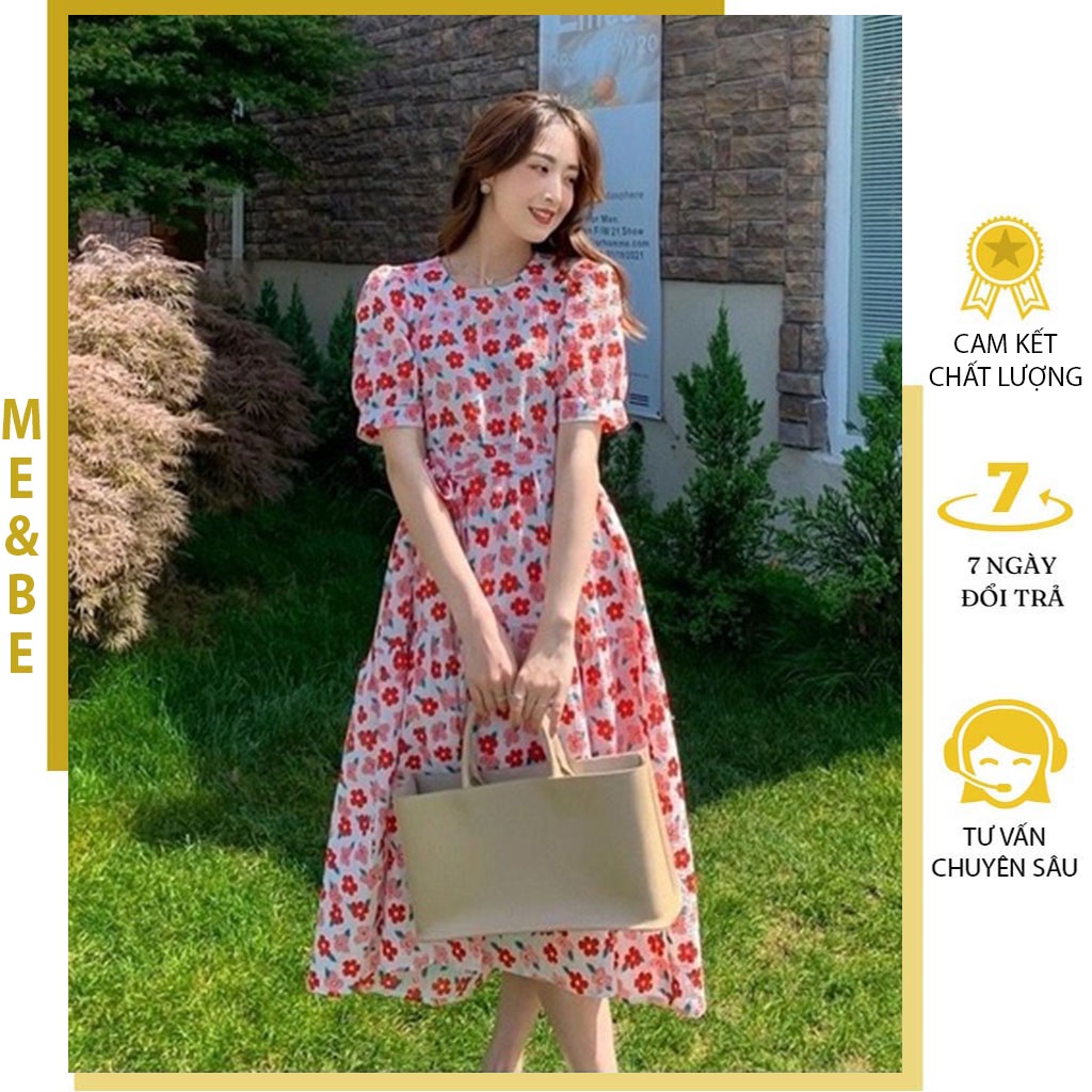 VÁY BẦU TIỂU THƯ VINTAGE PHỐI HOA NHÍ CHẤT VOAN LỤA - ĐẦM BẦU CÔNG SỞ MÙA HÈ MẶC TRƯỚC VÀ SAU SINH