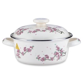 Nồi Thép tráng men Nhật Fujihoro Kawazakura SKW-12 18cm Hoa văn Sakura