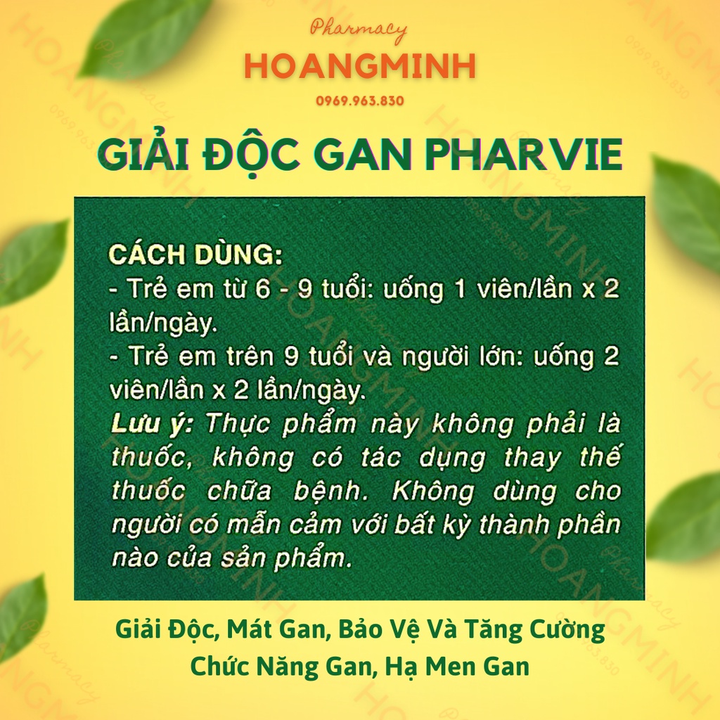 VIÊN UỐNG GIẢI ĐỘC GAN PHARVIE  Hỗ Trợ Thanh Nhiệt Giải Độc Gan - Hộp 60 Viên Nang Mềm