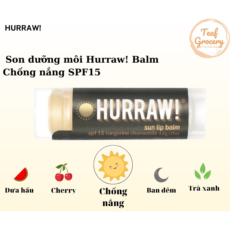 Son dưỡng môi (Chống Nắng SPF15) _Hurraw! Sun Lip Balm 4.8g/.17oz