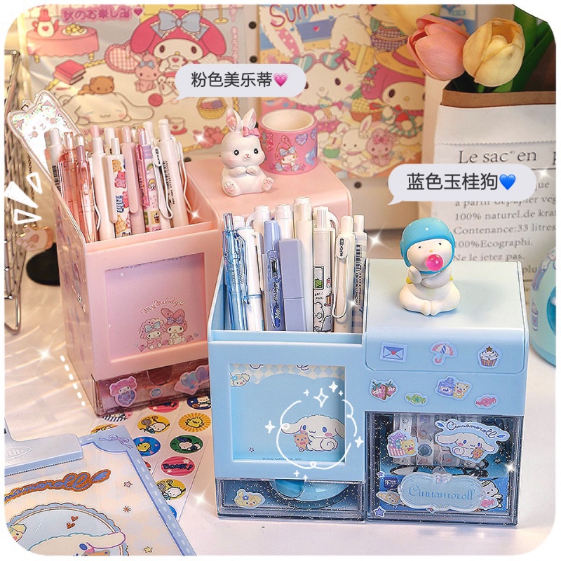 Hộp Đựng Bút Để Bàn Đa Năng Sức Chứa Lớn In Hình Chú Chó Cinnamon Kuromi Sanrio Chính Hãng