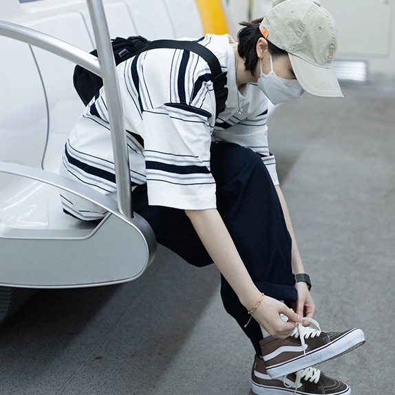 SUXI Áo Thun Tay Ngắn Dáng Rộng Họa Tiết Kẻ Sọc Thời Trang Vintage Dễ Phối Đồ Cho Nữ