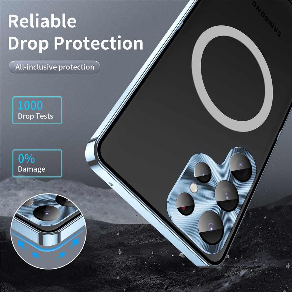 Ốp Điện Thoại Kim Loại Nhôm Mặt Nhám Từ Tính Bảo Vệ Camera Cho Samsung S23 Ultra 5G / Galaxy S23 Plus S23