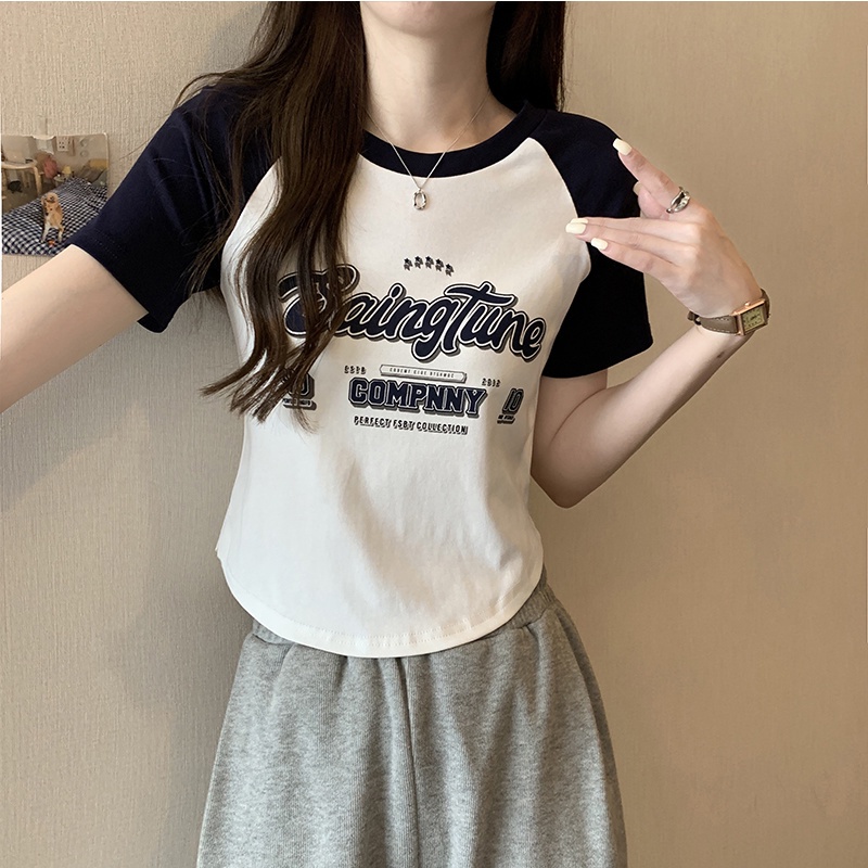 COZOKC Áo Thun Ngắn Tay Dáng Ôm Thời Trang Vintage Cá Tính