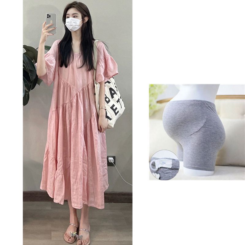 [Giao Ngay] Đầm Bầu Dáng Rộng Phong Cách Retro Pháp Thanh Lịch Mùa Hè Size Lớn Obesity