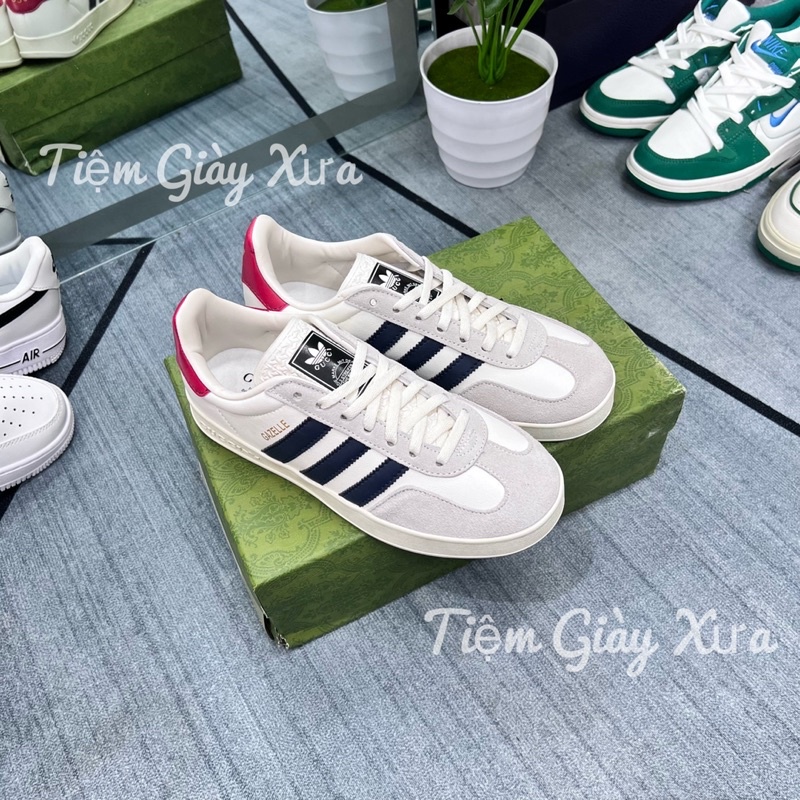 Giày Adidas x Guci Gazelle White Black - Trắng Kem Collad