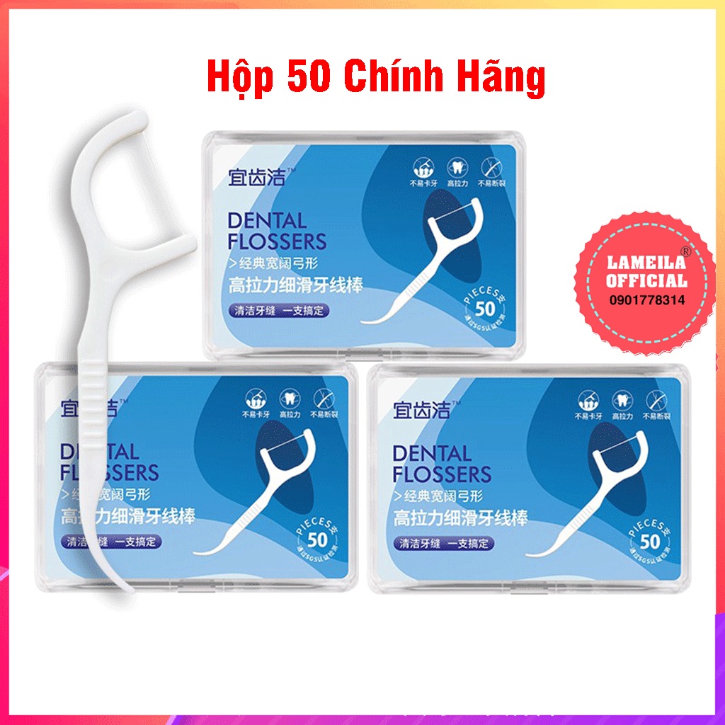 Tăm chỉ nha khoa hộp 50 Cây Dental Flossers tăm chỉ vệ sinh răng miệng P0377 | BigBuy360 - bigbuy360.vn