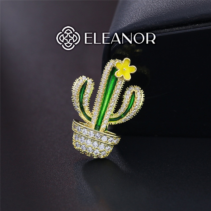 Ghim cài áo Eleanor Accessories hình xương rồng đính đá phụ kiện trang sức độc đáo 5264