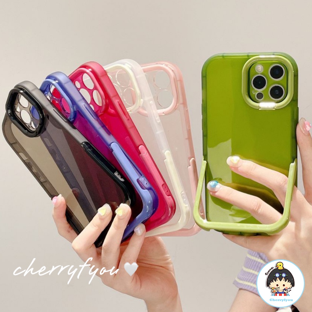 Ốp Điện Thoại TPU Mềm Màu Trơn Tích Hợp Giá Đỡ Kiểu Dáng Sang Trọng Dành Cho IPhone 13 12 11 Pro Max