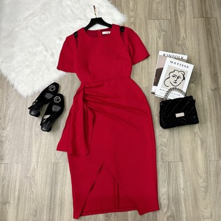 Đầm nữ bigsize , đầm ly eo hở vai tôn dáng đi tiệc hẹn hò đen,đỏ chất bố gân