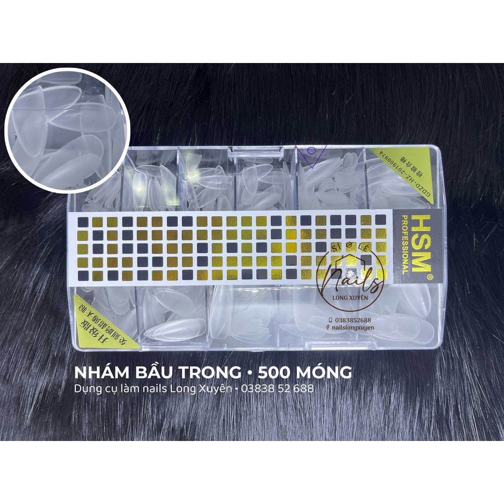 500 móng úp bầu NHÁM trong HSM móng giả làm nail (Hộp)