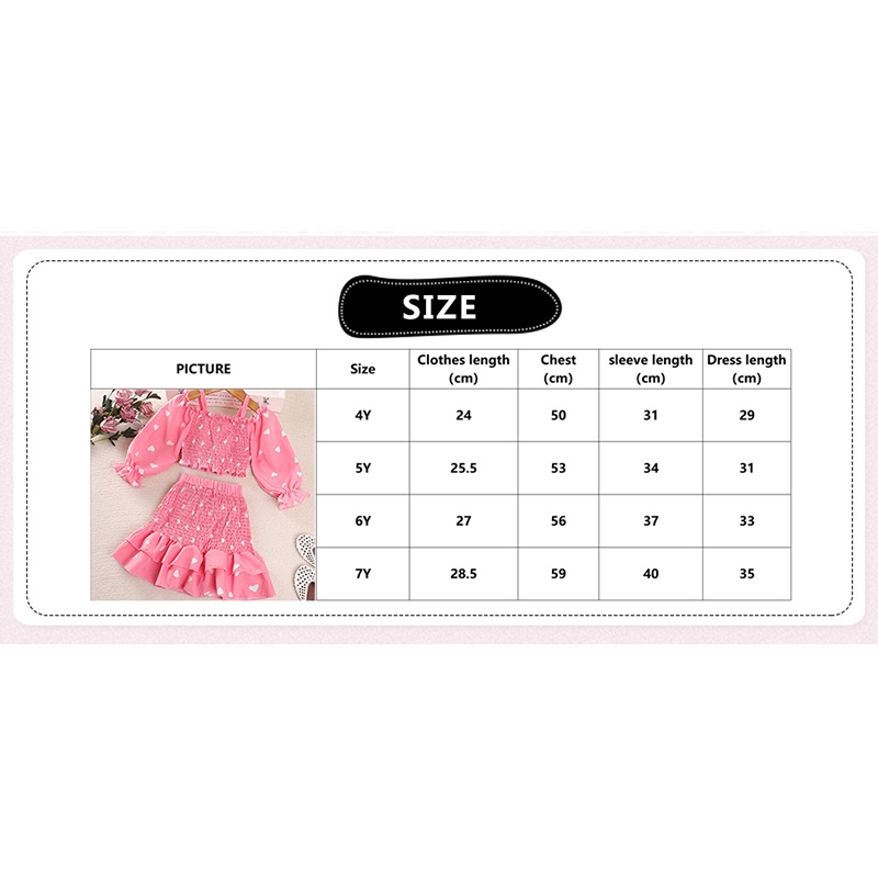 Set đồ 2 món SIYYIS gồm áo croptop trễ vai chấm bi + chân váy nhún bèo màu hồng cho bé 4-7 tuổi