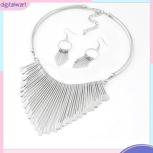 Bộ Trang Sức Gồm Dây Chuyền / Bông Tai / Vòng Cổ Tua Rua Thời Trang Cho Nữ