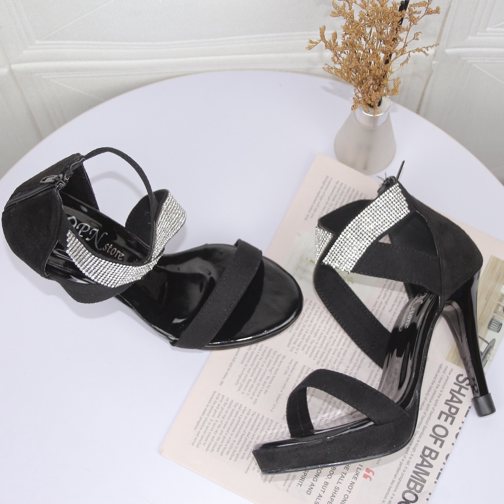 Giày cao gót đúp 11p quai ngang xoàn bản chéo gót dây kéo kèm ảnh thật và video-SD55