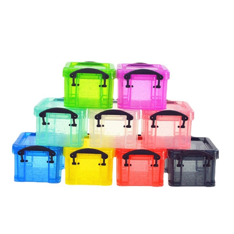 Hộp Nhựa Mini Hình Chữ Nhật Có Nắp Chống Bụi Đựng Trang Sức Tiện Dụng