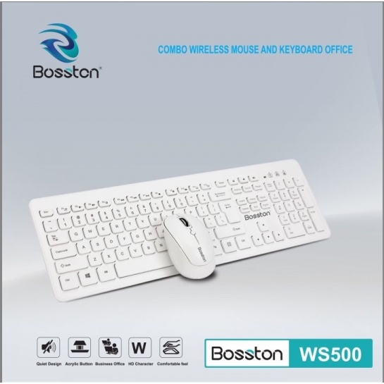 Combo Bàn phím Chuột Không Dây Bosston WS500 (trắng)