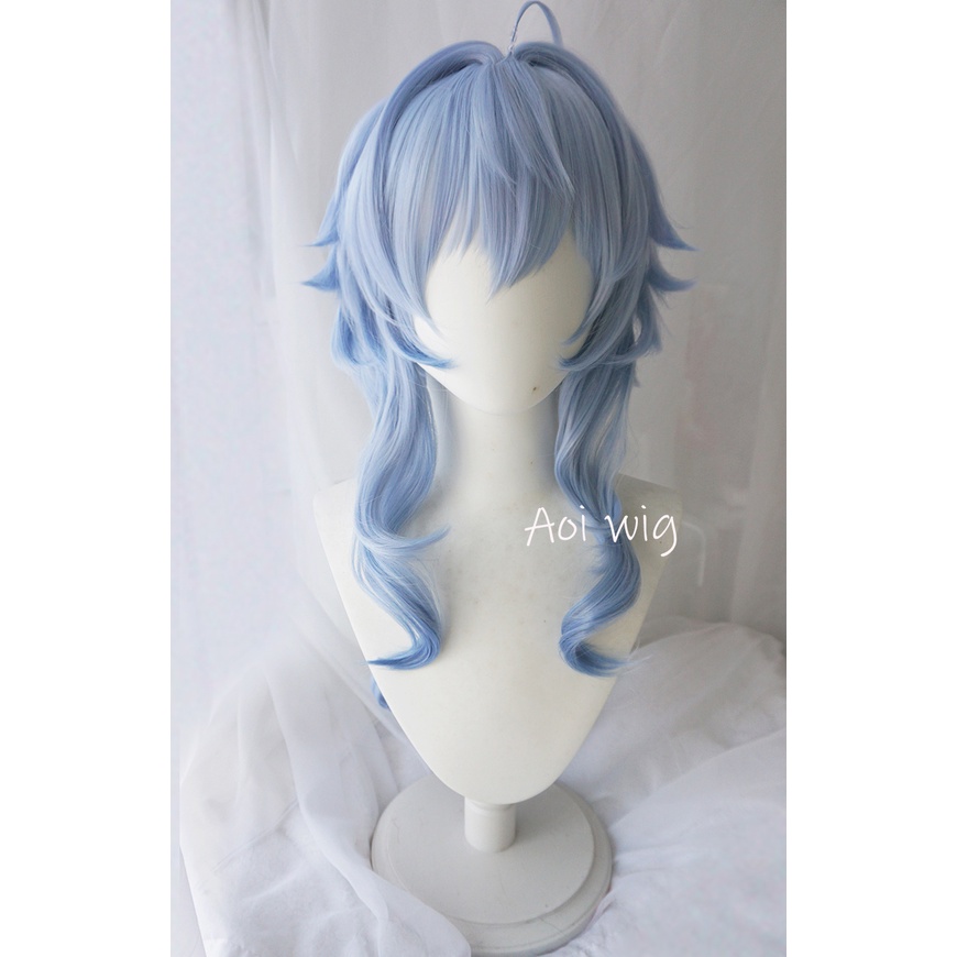 AOI Genshin Impact Ganyu Cosplay Wig 95cm Long Blue Gradient Wigs Heat Resistant Synthetic Hair