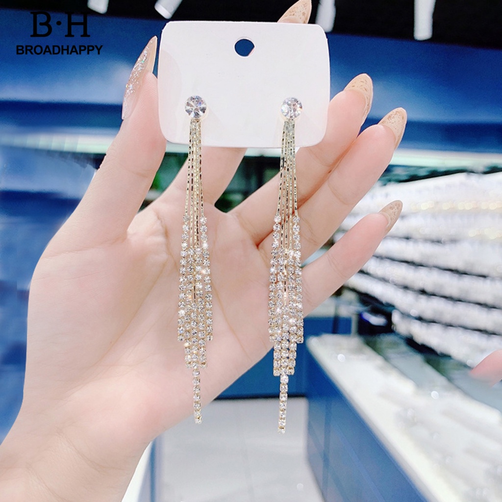 1 Đôi Bông Tai Tua Rua Đính Đá Thời Trang