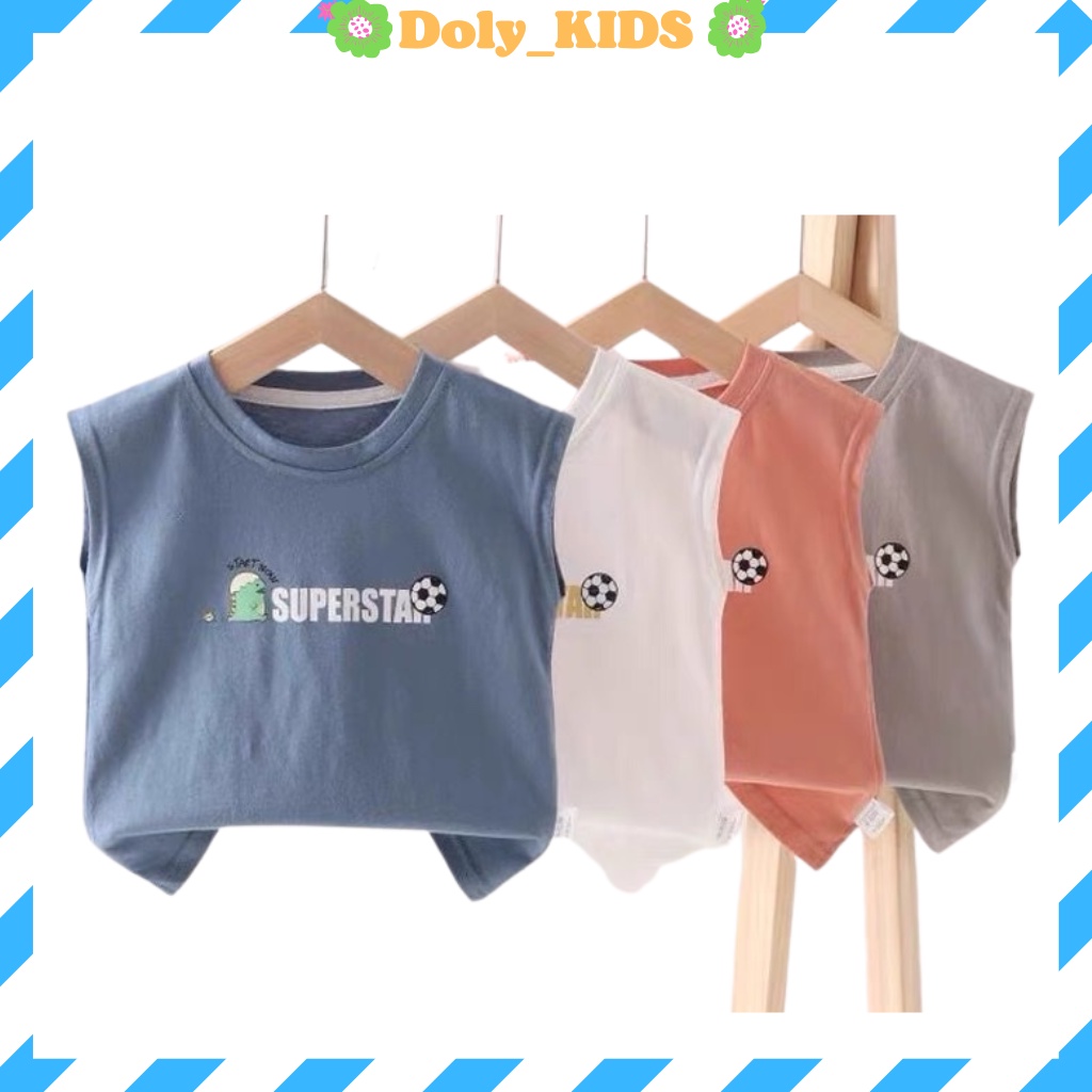 áo ba lỗ bé trai bé gái Doly KIDS, áo thun bé trai sát nách in Hình bóng khủng long cực yêu cho bé 7-28kg