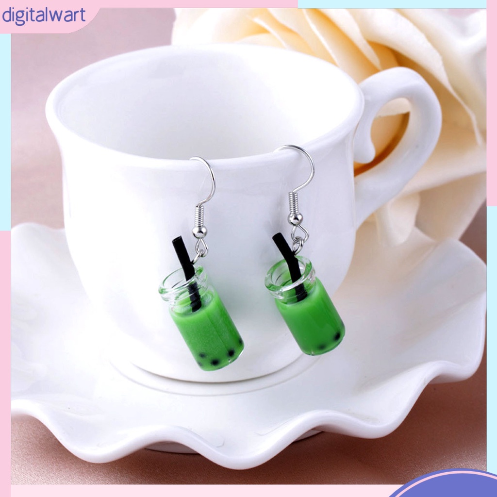 1 Đôi Bông Tai Móc Hình Ly Trà Sữa Thủy Tinh Không Gây Dị Ứng Dễ Thương Thời Trang Cho Nữ