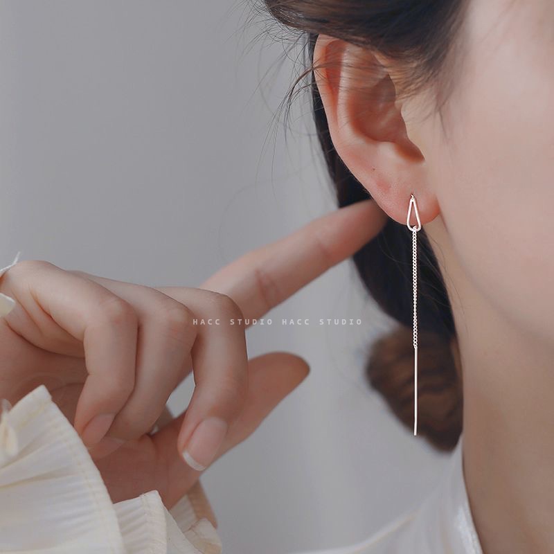 Bông Tai Mạ Bạc 925 Hình Giọt Nước Đơn Giản Thời Trang Phong Cách Hàn Quốc Cho Nữ