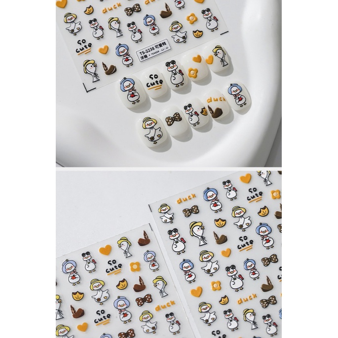 Miếng Dán Trang Trí Móng Tay 5D Hình Chú Vịt Dễ Thương TS-2237