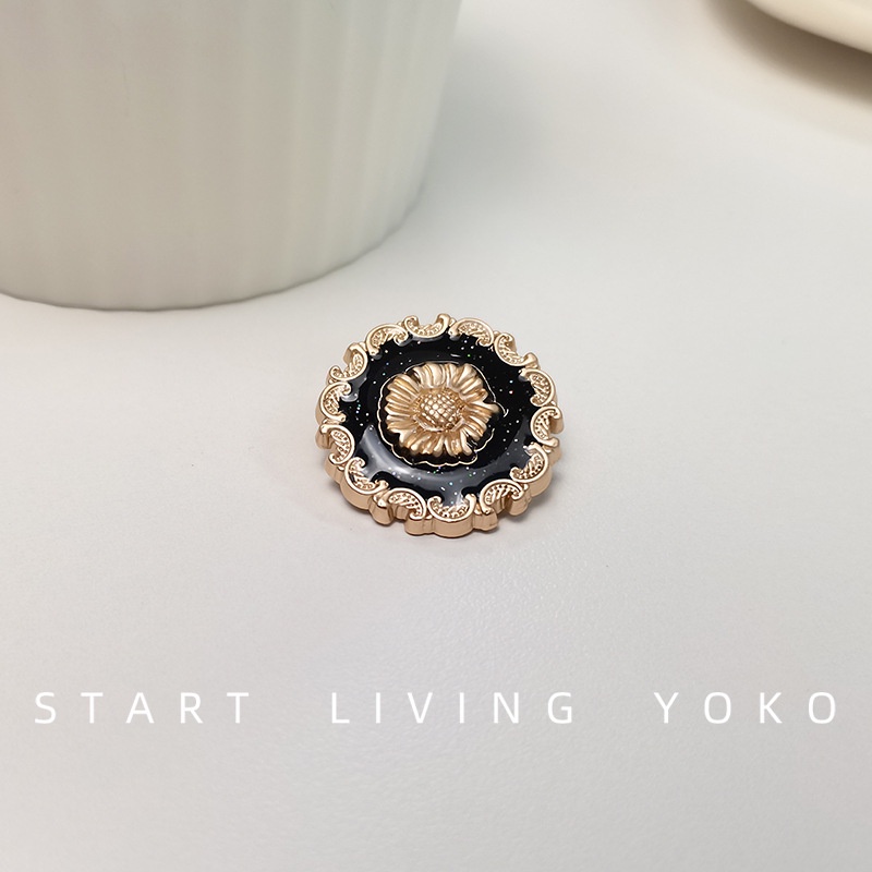 Set 5 Nút Áo Hình Hoa Hướng Dương Bằng Kim Loại Trang Trí Váy Ren