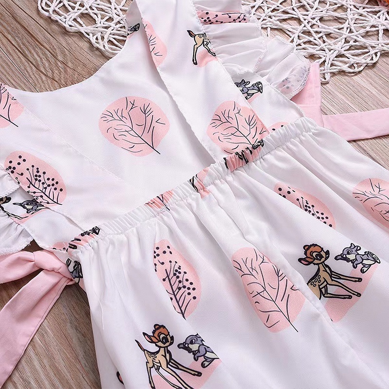 Áo Liền Quần Sát Nách In Hoạt Hình Dễ Thương Thời Trang Mùa Hè Cho Bé Gái