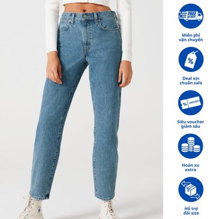 Quần Mom Jeans Nữ Form Dáng Baggy Ôm Vừa Màu Xanh Rede-Jeans VNXK (M-02)