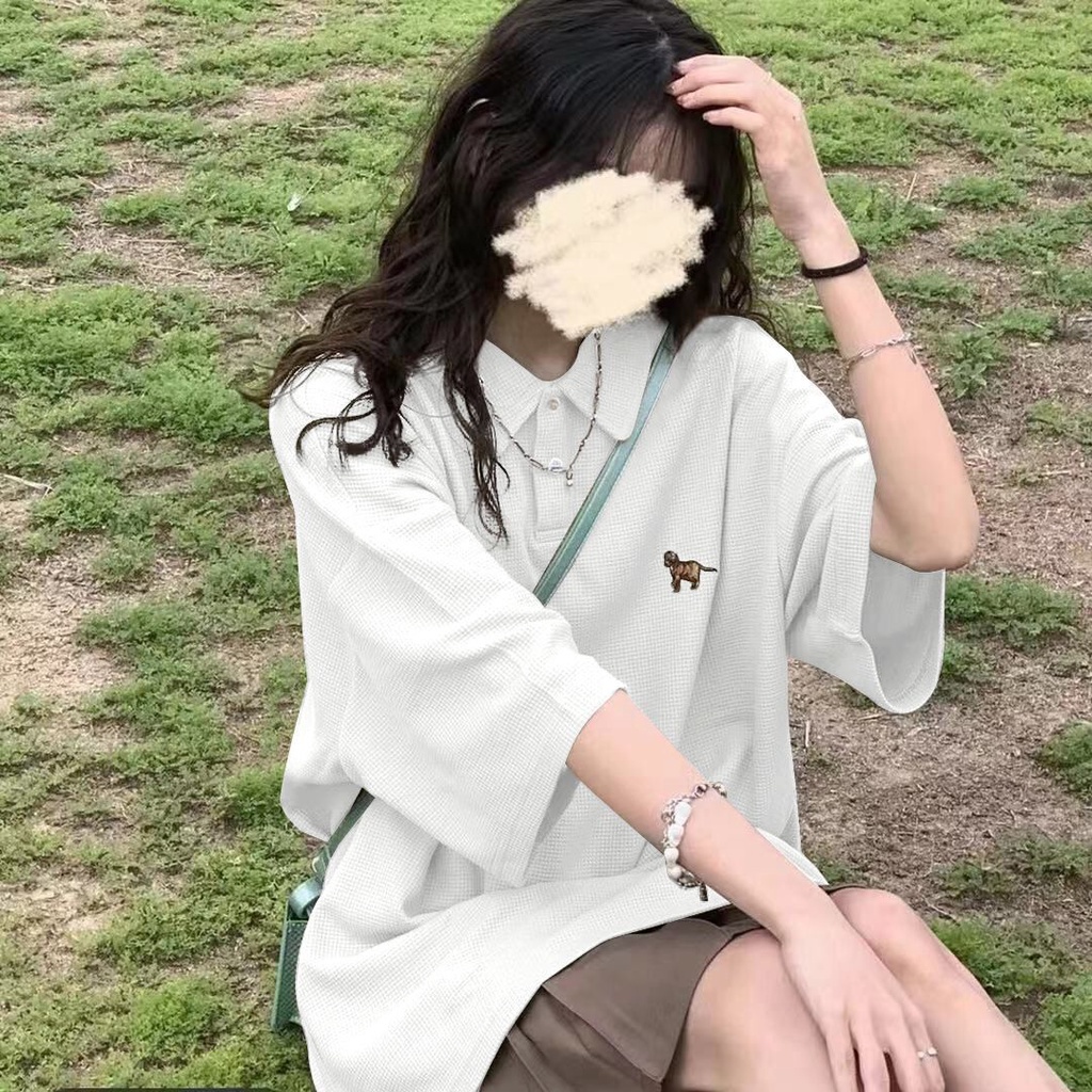 Áo Thun polo Tay Ngắn Có Cổ Phong Cách Hàn Quốc Dễ Phối Đồ Cho Nữ