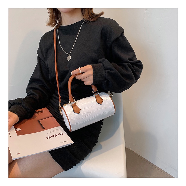 Túi Xách Đeo Vai Kiểu Xi Lanh Màu Tương Phản Thời Trang Hàn Quốc 2023 Cho Nữ