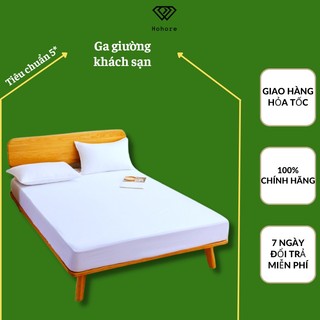 Ga giường cotton màu trắng Riotex cho khách sạn, ga vải cotton cvc T300 ga trắng trơn cao cấp đủ size