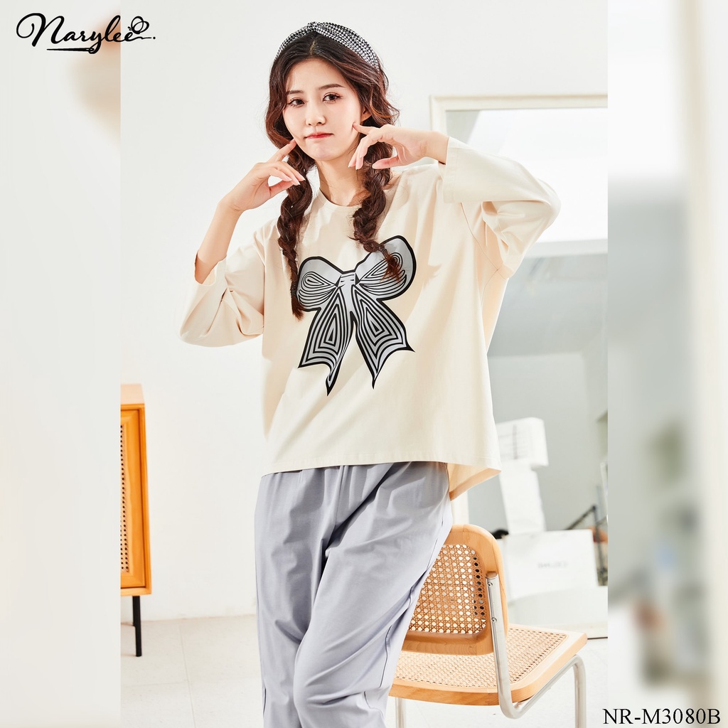 Bộ mặc nhà mùa xuân áo tay lỡ chất cotton mỏng Narylee mã NR-3080