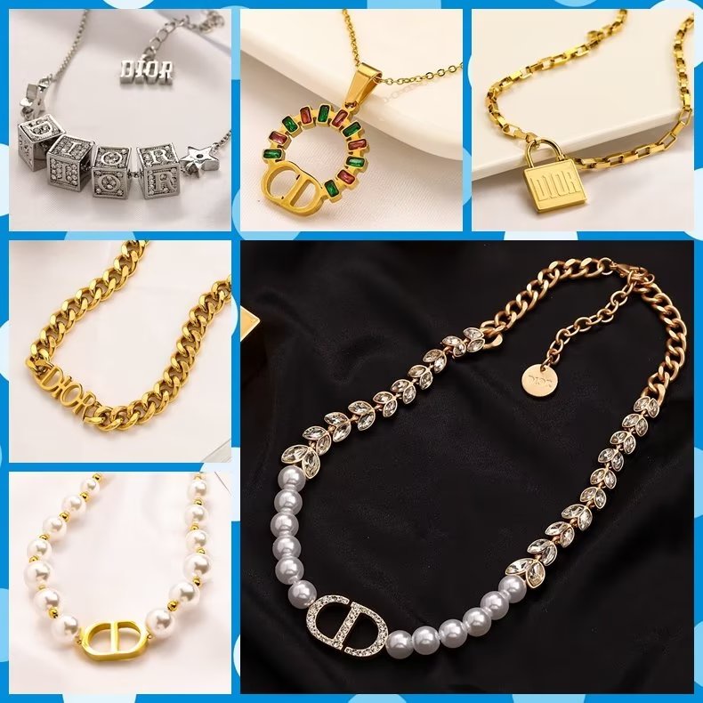 Vòng cổ Dior Bằng Thép Titan Mặt Chữ CD Thanh Lịch Cho Nam Nữ