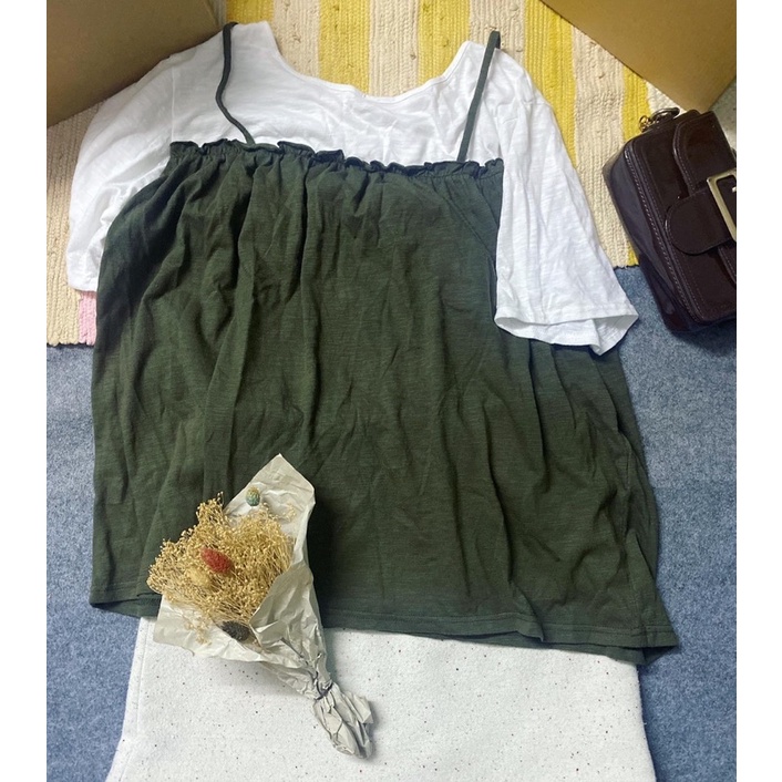 Áo thun kiểu màu xanh phong cách dễ thương _  2hand xnk Hàn Nhật Trung Mỹ_989110