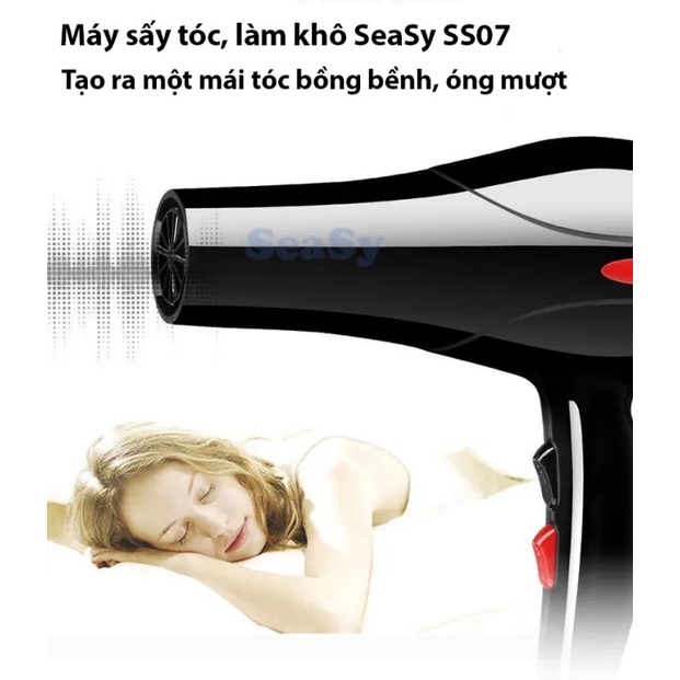 Máy sấy tóc 2 chiều Nóng Lạnh SeaSy SS07 công suất lớn 2200W,dễ dàng tạo kiểu tóc -Tặng Kèm Phụ Kiện