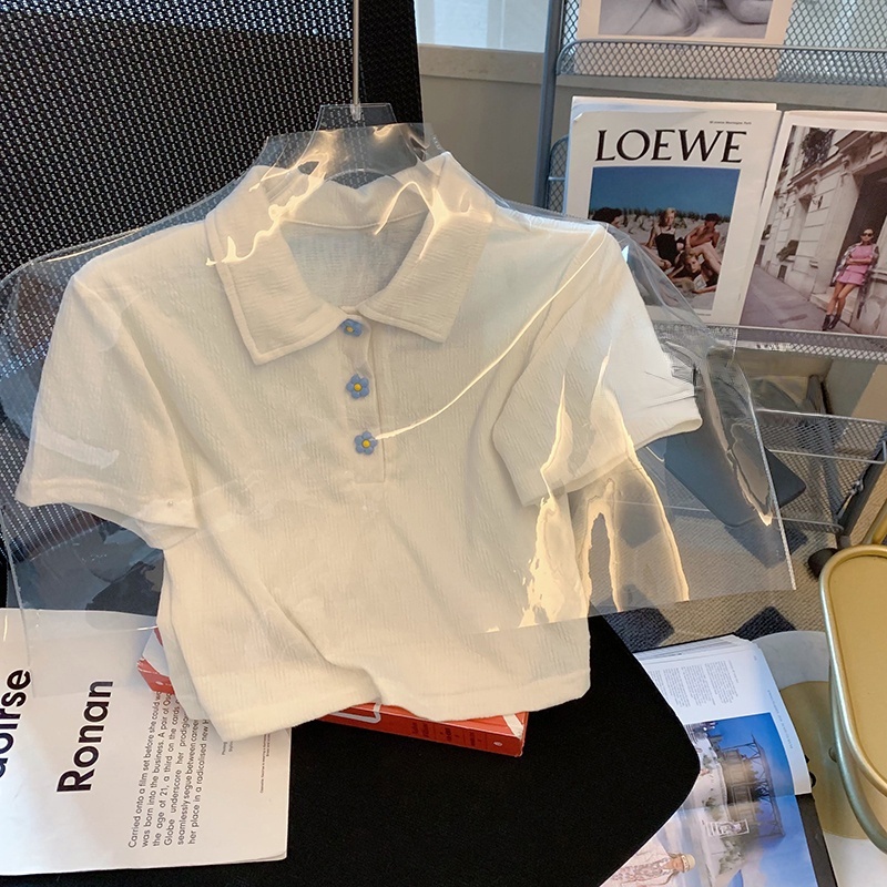 Áo Thun polo Ngắn Tay Trễ Vai Phong Cách Gia Vị Thời Trang Cho Nữ