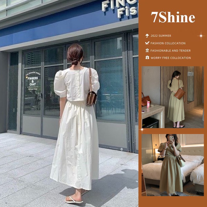 Đầm maxi dự tiệc dáng dài cách tân tay bồng cut lưng thời trang nhẹ nhàng-7shine