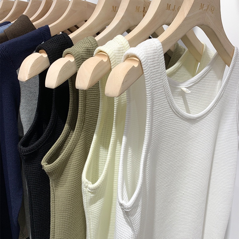 SUXI  Thun Sát Nách Màu Sắc Đơn Giản Thời Trang Cho Nữ