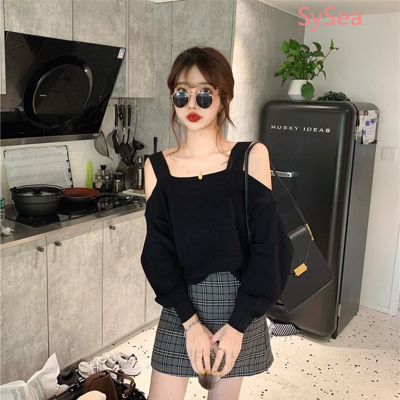 Áo Dệt Kim Tay Dài Dáng Rộng Trễ Vai Thời Trang Mùa Xuân Dành Cho Nữ