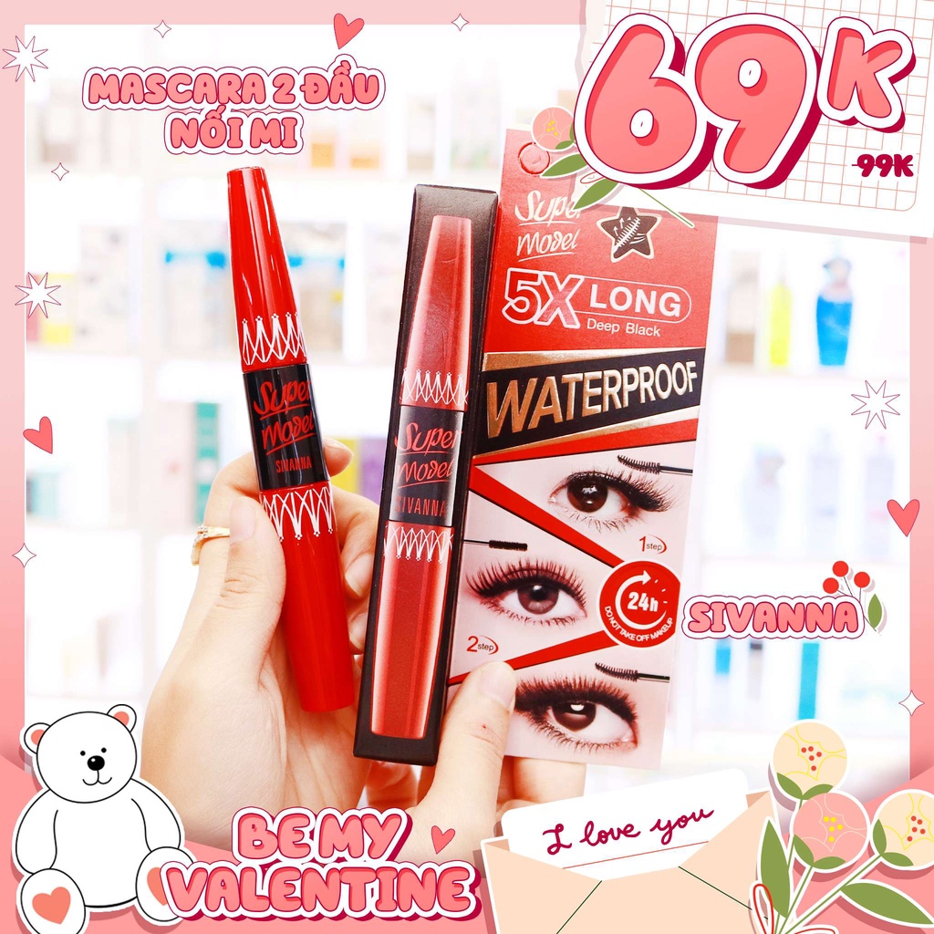 Mascara Hai Đầu Làm Dài Và Dày Mi Sivanna Super Model 5X Long HF893