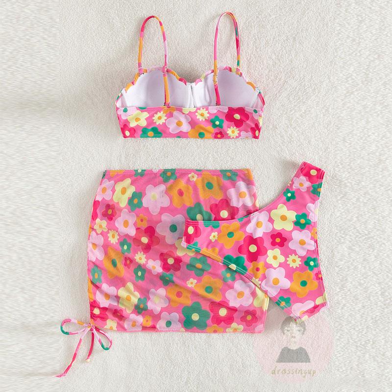 Bộ Đồ Bơi Hai Mảnh Co Giãn Nâng Ngực Họa Tiết Hoa Cho Nữ