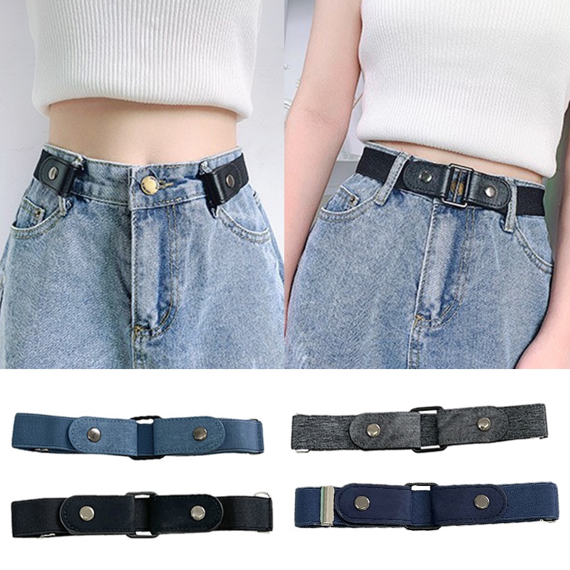 1 Thắt Lưng Vải Denim Vô Hình Co Giãn Không Khóa Dễ Điều Chỉnh Phong Cách Unisex