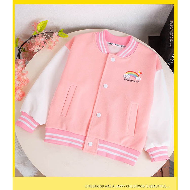 Áo Khoác Bóng Chày Phong Cách Hàn Quốc Thời Trang Xuân Thu Cho Bé Gái 110-160CM