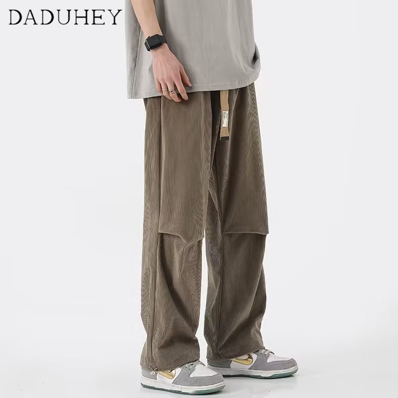 DaDuHey Men's and Women's 2023 New Corduroy Straight Pants Fashion Elastic Drape Casual Pants