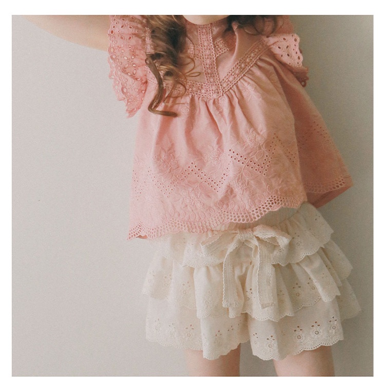 Quần Culottes Ren Nhiều Lớp Phong Cách Hàn Quốc Thời Trang Mùa Hè 2023 Cho Bé Gái